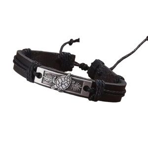 Handmade Leather Turtle Adjustable Bracelet